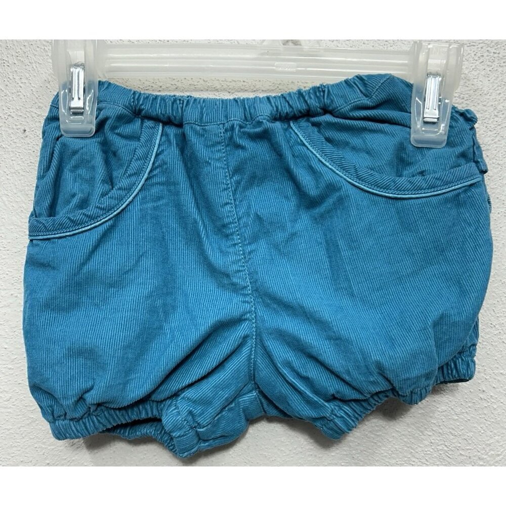 Baby Boden Turqoise Corduroy Ruffle Bloomer Shorts Cotton Girls 12-18 Months